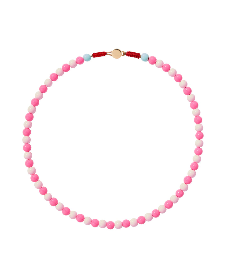 Fashionable Pink & White Pearl Necklace